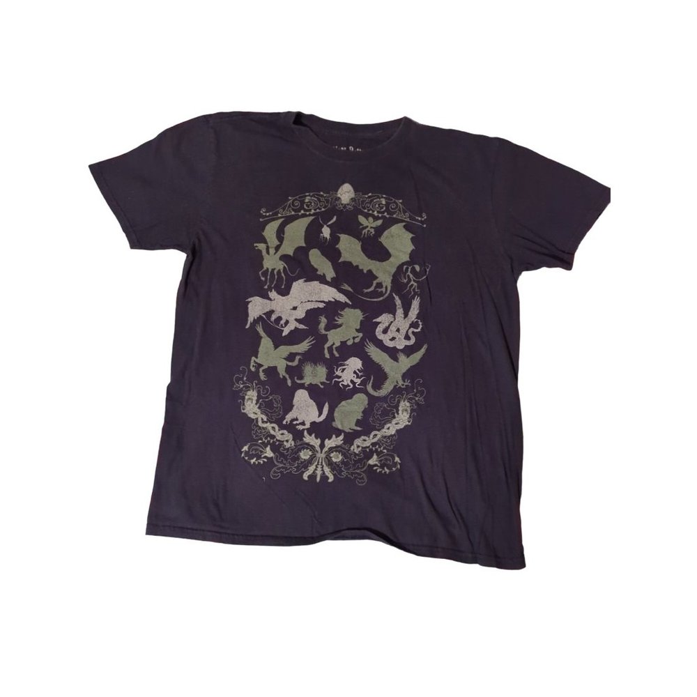 Mens Harry Potter 100% Cotton Black White Tee Shirt Dragons Fantasy Creatures L